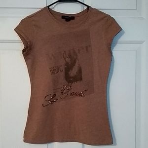 EXPRESS brown embellished t-shirt